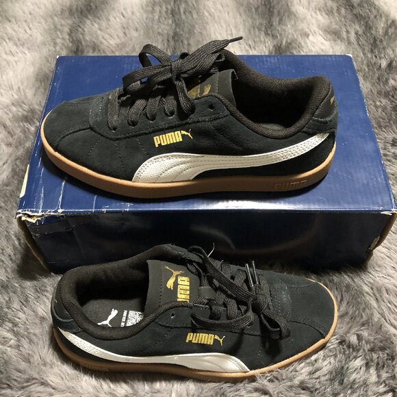 PUMA Other - PUMA Kids Suede Leather Black and White Gum Sneakers Size 4.5 NWOT No Box